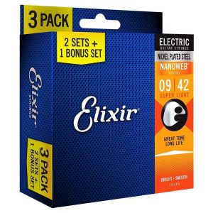 Elixir 3 PACK 9-42 Nanoweb 16540 žice za električnu gitaru