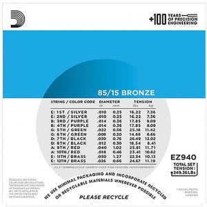 Daddario EZ940 10-50 žice za akustičnu gitaru 12 žica - Slika 2