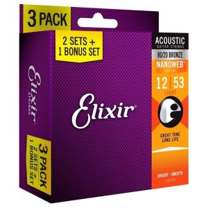 Elixir 3 PACK 12-53 Nanoweb 16539 žice za akustičnu gitaru