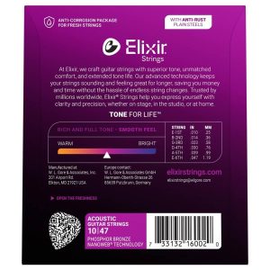 Elixir 16002 Nanoweb 10-47 PHOSPHOR BRONZE žice za akustičnu gitaru - Slika 2