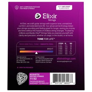 Elixir 16027 Nanoweb 11-52 PHOSPHOR BRONZE žice za akustičnu gitaru - Slika 2
