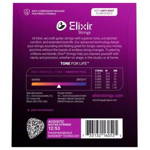 Elixir 16052 Nanoweb 12-53 PHOSPHOR BRONZE žice za akustičnu gitaru - Slika 2