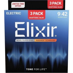 Elixir 3 PACK 9-42 Nanoweb 16540 žice za električnu gitaru